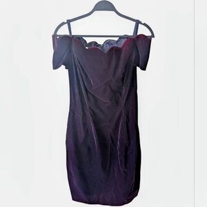 Roberta Purple Velvet Iridescent Off The Shoulder Vintage Party Dress Size 10